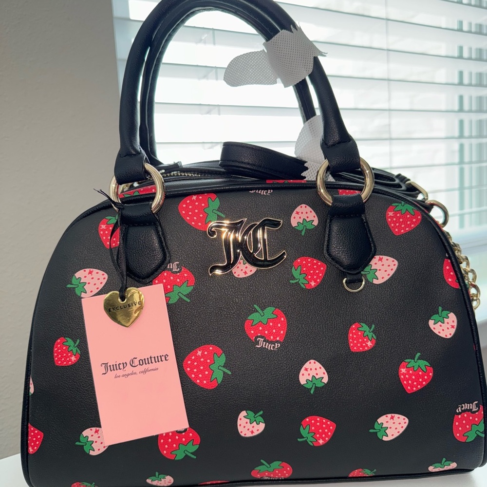 Juicy Couture Black Bag with Strawberry Design NWT